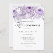 Purple Lavender Rose Dress Quinceanera Invite (Back)