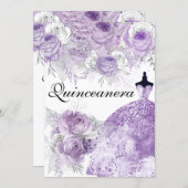 Purple Lavender Rose Dress Quinceanera Invite (Front/Back)