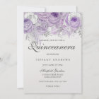 Purple Lavender Rose Dress Quinceanera Invite