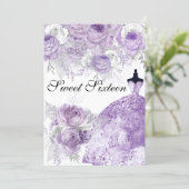 Purple Lavender Rose Dress Sweet 16 Invite (Standing Front)