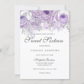 Purple Lavender Rose Dress Sweet 16 Invite (Back)