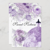 Purple Lavender Rose Dress Sweet 16 Invite (Front/Back)