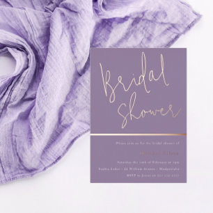 Purple Lavender & Rose Gold Bridal Shower Foil Invitation