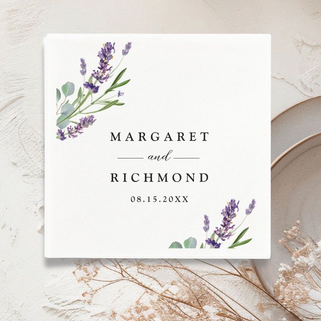 Purple Lavender Rustic Watercolor Floral Wedding Napkins (Creator Uploaded)