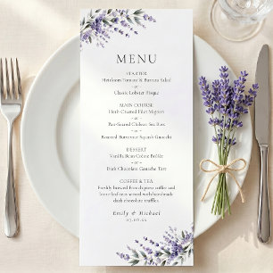 Purple Lavender Rustic Wedding Flat Menu