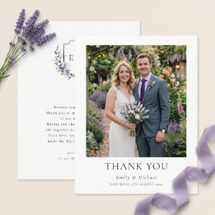 Purple Lavender Rustic Wedding Thank You Card