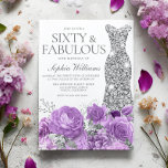 Purple Lavender & Silver Gown 60th Birthday Party Invitation<br><div class="desc">Purple Lavender & Silver Gown 60th Birthday Party Invitation - 60 and Fabulous Invitation

See matching collection in Niche and Nest Store</div>
