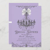 Purple Lavender & Silver White Bow Bridal Shower Invitation (Front/Back)