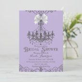 Purple Lavender & Silver White Bow Bridal Shower Invitation (Standing Front)