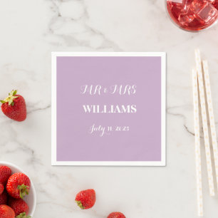 Purple Lavender Simple Script Minimalist Wedding Napkins