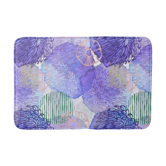 Purple lavender stylish abstract art Bath Mat (Front)