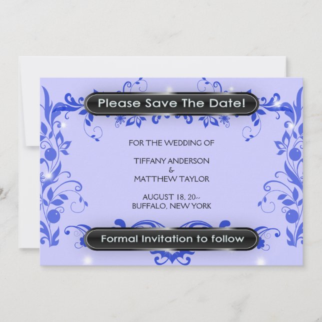 Purple Lavender Swirl Vines Save the Date (Front)