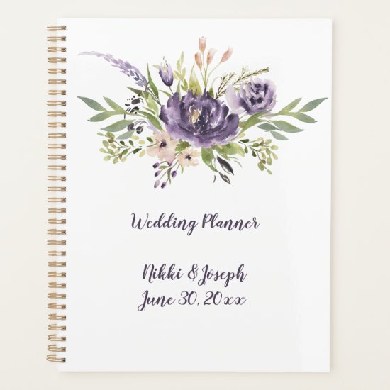 Purple Lavender Taupe Peonies and Greenery Wedding Planner