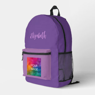 Purple & Lavender Template Script Name Text Custom Printed Backpack