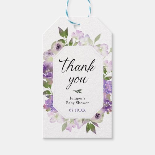 Purple Lavender Thank You Baby Shower Gift Tags