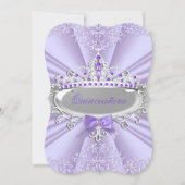 Purple Lavender Tiara Damask Quinceanera Party Invitation (Front)