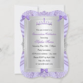 Purple Lavender Tiara Damask Quinceanera Party Invitation (Back)