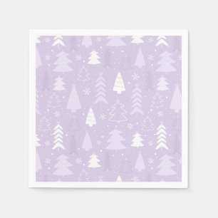 Purple Lavender Trees Winter Christmas Napkins