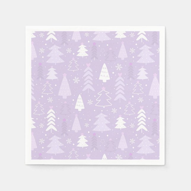 Purple Lavender Trees Winter Christmas Napkins (Front)