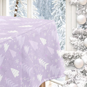 Purple Lavender Trees Winter Christmas Tablecloth