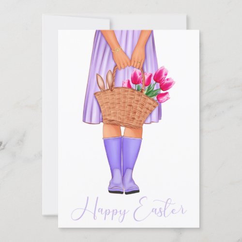 Purple Lavender Tulips Fashion Girl Happy Easter