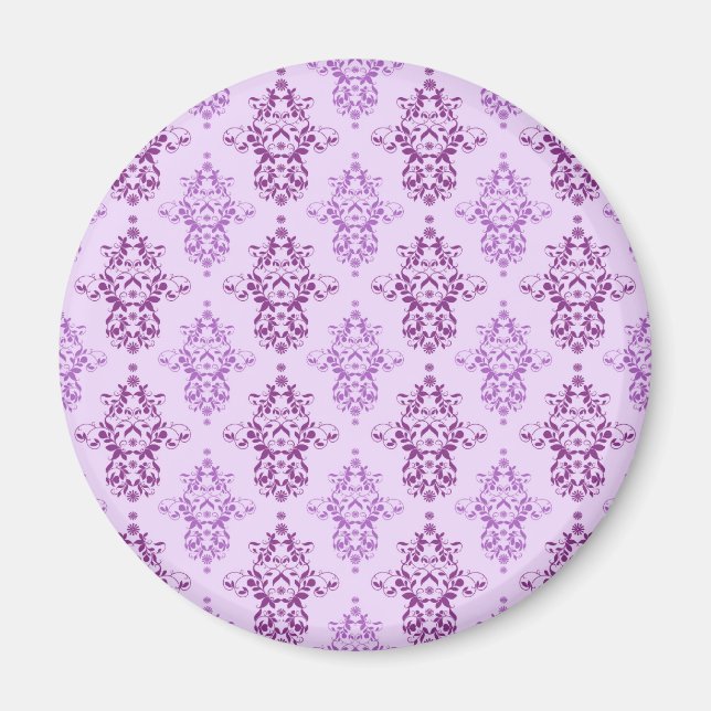 Purple Lavender Two Toned Damask Magnet (Front)