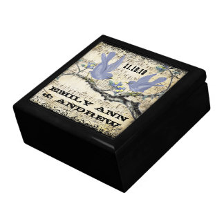 Purple Lavender Vintage Love Birds Cherry Blossom Jewelry Box