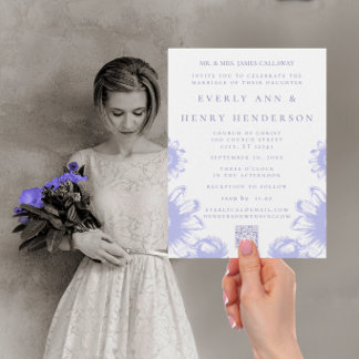 Purple Lavender Vintage Wildflower Wedding  Announcement Postcard