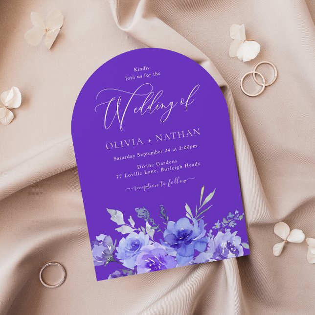 Purple Lavender Violet Floral Arch Wedding Invitation (Creator Uploaded)