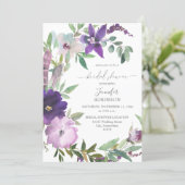 Purple- Lavender & Violet Floral Bridal Shower Invitation (Standing Front)