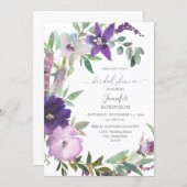 Purple- Lavender & Violet Floral Bridal Shower Invitation (Front/Back)