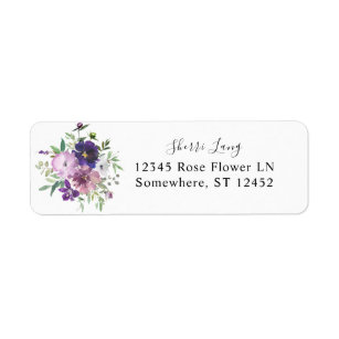 Purple Lavender & Violet Floral Return Address Label