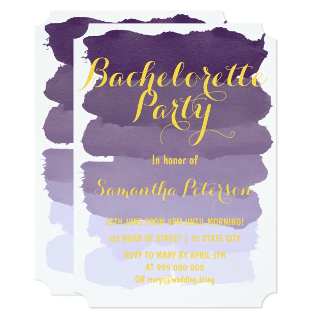 Purple Lavender Watercolor Bachelorette Party Invitation