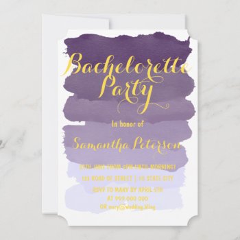 Purple Lavender Watercolor Bachelorette Party Invitation by blush_invitations at Zazzle