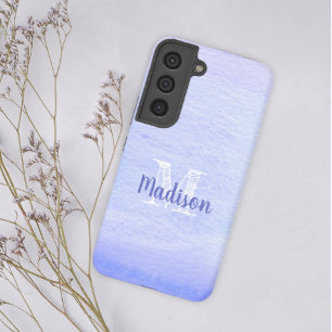 Purple Lavender Watercolor Cute Initial Name Samsung Galaxy S22 Case