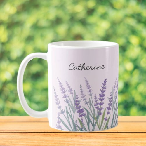 Purple Lavender Watercolor Floral Coffee Mug