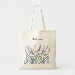 Purple Lavender Watercolor Floral Tote Bag