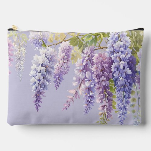 Purple lavender watercolor floral wisteria lilac  accessory pouch