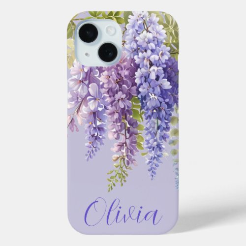 Purple lavender watercolor floral wisteria lilac  iPhone 15 case