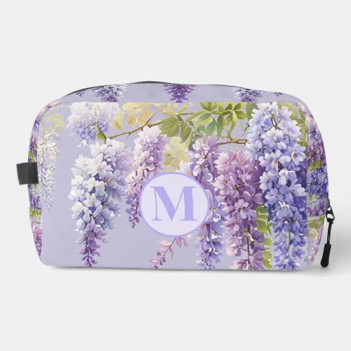 Purple lavender watercolor floral wisteria lilac  dopp kit