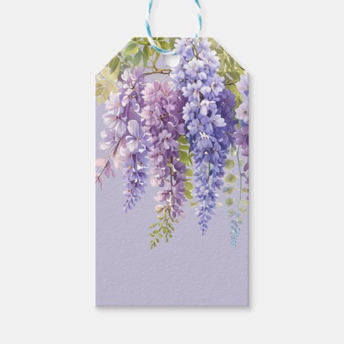 Purple lavender watercolor floral wisteria lilac  gift tags