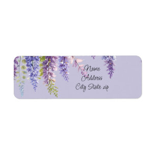 Purple lavender watercolor floral wisteria lilac label