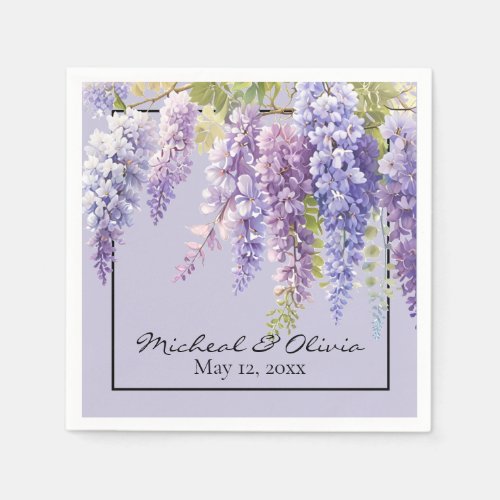Purple lavender watercolor floral wisteria lilac  napkins