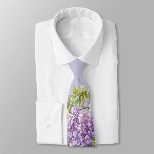Purple lavender watercolor floral wisteria lilac  neck tie