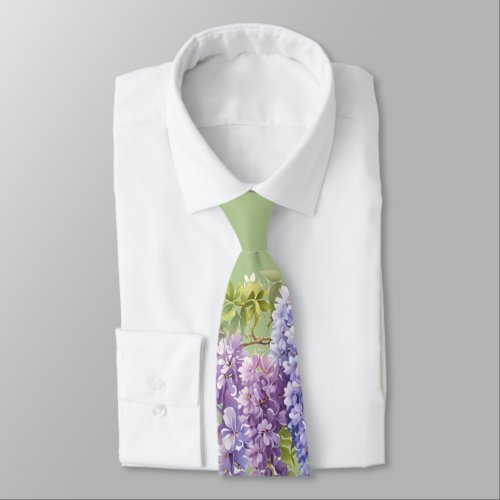 Purple lavender watercolor floral wisteria lilac  neck tie