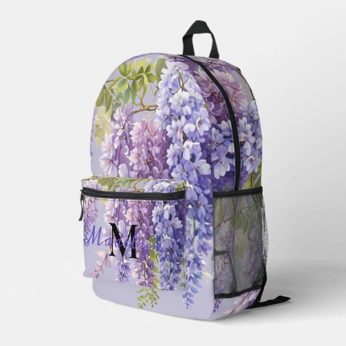 Purple lavender watercolor floral wisteria lilac  printed backpack