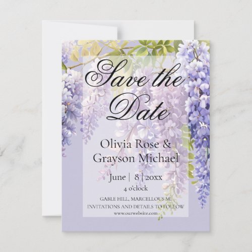 Purple lavender watercolor floral wisteria lilac  save the date