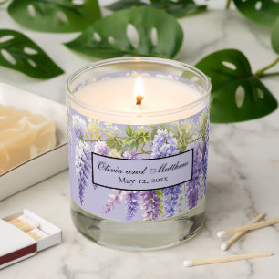 Purple lavender watercolor floral wisteria lilac scented candle