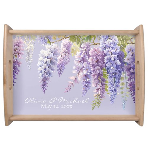 Purple lavender watercolor floral wisteria lilac  serving tray