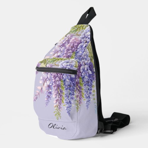 Purple lavender watercolor floral wisteria lilac  sling bag